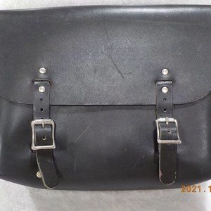 Thick Black Cowhide Motorcycle Handlebar Stash Bag